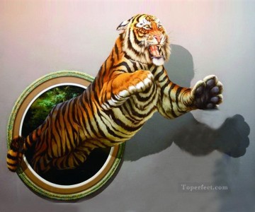 tiger growls 3D Oil Paintings